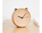 Simple Wooden Cat Face Shape Desk Clock