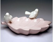 Ceramic Leaf Soap Dish with Bird