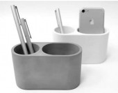 Concrete  Office Desktop Supplies 2 Compartments Storage  Pen Holder