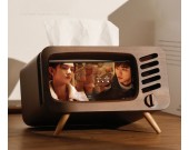 Creative Wooden TV Tissue Box Phone Holder