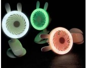 Cute Rabbit Bear Clip On  Mini- Fans With LED Night-Light
