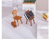 Desktop Cute Cartoon Bear Wooden Chair Phone Holder