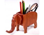  Elephant Shape Wooden Pen Cup/Pen Holder Desk Organizer 