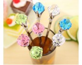 Faux  Rhinestone Decor Stainless steel Spoon And Fork Set