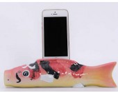 Fish Style Ceramic Speaker Sound Amplifier Stand Dock for SmartPhone