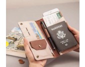 Genuine Leather Travel Wallet &  Documents Organizer Zipper Case