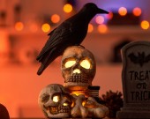 Halloween Skull And Crow Decorative Ornaments, Amazing Night Light