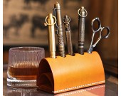 Handcrafted Leather Desktop Pen Holder