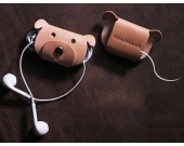  Leather Animal Face Headphone Earphone Wrap Winder Cord Organizer 