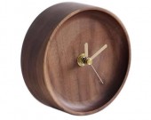 Handmade Black Walnut Round Table Alarm Clock 