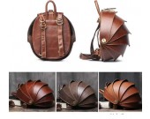 Handmade Genuine Leather Beetle Backpack Purse Travel Bag for Women and Men 