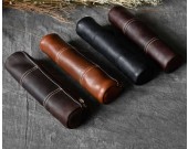 Handmade Genuine Leather Stationery Pencil Pen Case Art Pouch 