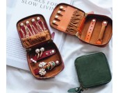 Handmade Genuine Leather Travel Jewelry Organizer Bag Storage Case for Necklace, Earrings, Rings, Bracelet