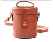 Handmade Leather Cylinder Shaped Coin Purse Shoulder Bag