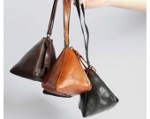 Handmade Leather Key Purse Earphone Storage Triangle Bag 