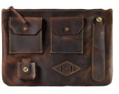 Handmade Leather  Multi-functional A4 Document Bags Portfolio Organizer
