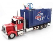 Handmade Shipping Container Tissue Box With Trailer Carrier Truck