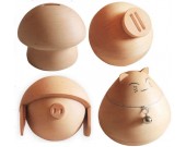 Handmade Wood Piggy Bank,Beech Wood