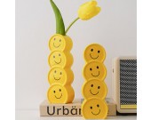 Happy Smiley Expression Ceramic Art Yellow Vase