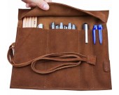 Vintage Style Leather Pencil Pen Case 