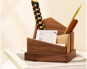 Irregular Black Walnut Organizer Pen Holder