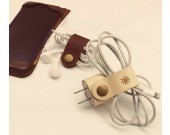  Leather Wall Plug Protect  Case  with Cable Winder for Apple Power Adaptor ,2pcs