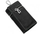 Leather Pocket Tri-fold Key Wallet/Holder with 6 Hooks 