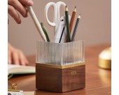 Minimalist Square Walnut Pen Holder