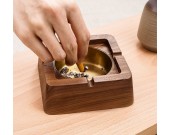 Minimalist Square Wood Ashtray,With Lid