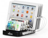 Multi Device 7-Port USB Charging Station Dock with Input 2.4 Amps Smart Rapid Charging Portsr For tablets,Smartphones