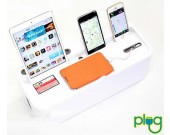 Multi- Device Desktop Cable Cord Management Storage Box Charging Station For Smart Phones, Tablets and Laptops