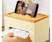 Multifunctional Pure Wood Tissue Box, Mobile Phone Holder