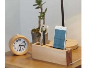 Multipurpose Wooden Pen Pencil Holder Phone Charging Station Stand Desk Organizer