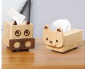 Natural Solid Wood Handmade Dog &Cow Tissue Box