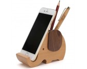 Wooden Elephant Pencil Holder Desk Organizer Phone Stand Holder