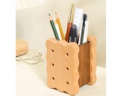 Personalized Wooden Design Biscuit Desk Organizer Pen Holder