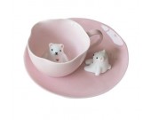 Pink 3D Bear & Cat Ceramic Coffee Cup With Saucer