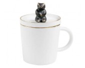 Porcelain Coffee Mug with Bear On Lid