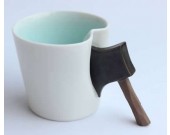 Porcelain Coffee Mug with Hatchet  Handle