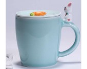 Porcelain Coffee Mug with Rabbit On Handle