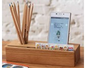 Wooden Office Supplies Desk Storage Box Pen Pencil Holders Mobile Phone Stand 