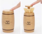 Push Style Wooden Automatic Toothpick Holder Container