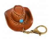 Retro Leather Cowboy Hat Keychain - Packaging Decoration Pendant
