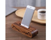 Retro Simple Black Walnut Wooden Phone Holder With Amplified Sound