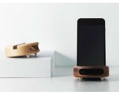 Round Wooden Sound Amplifier Stand Dock for SmartPhone