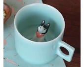 Siberian Husky Figurine Ceramic Coffee Cup