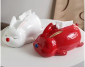 Sleeping Rabbit Ceramic Decorative Tissue Box