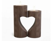 Tea Light Black Walnut Wooden Candle Holder Set