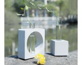Test Tube Planter Flower  Vase  with Concrete Base Stand