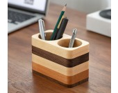 Three Colors Wooden Double-Hole Pen Holder